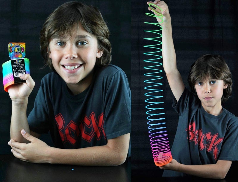 JA-RU Big Magic Rainbow Color Spring Pack (1 Unit) Original Plastic Coil Fidget Toy | Kids Toy for Girls & Boys | Colorful Neon Color Sensory Vintage Toys. Includes 1 Bouncy Ball. 1702-1B - Image 2